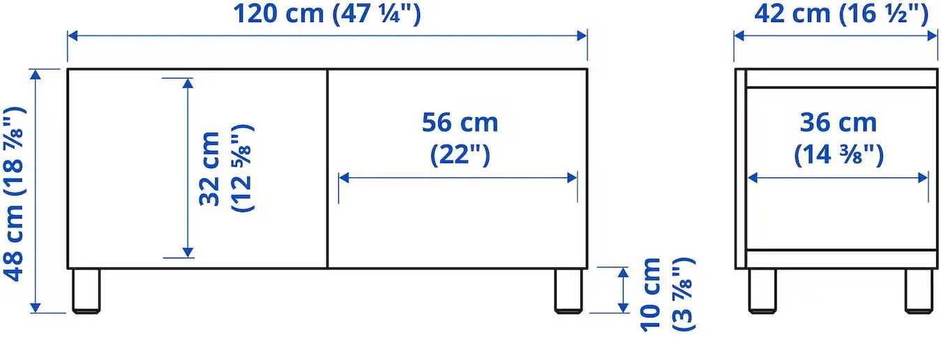 Tumba TV Ikea Besta/Hammarsmed/Stubbarp 120x42x48 (Alb/Bej) - 8