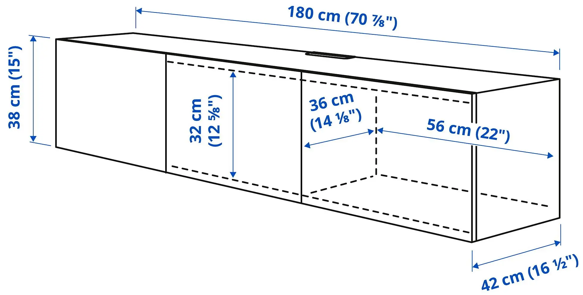 Tumba pentru TV Ikea Besta/Hanviken 180x42x38 (Alb) - 7
