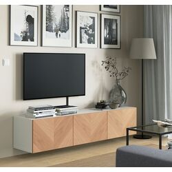 Tumba pentru TV Ikea Besta/Hedeviken 180x42x38 (Alb/Furnir Stejar) Thumb