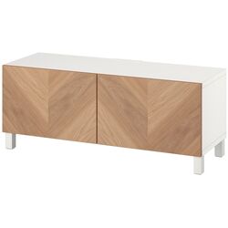Тумба РТВ Ikea Besta/Hedeviken/Stubbarp 120x42x48 (Белый/Дубовый шпон) Thumb