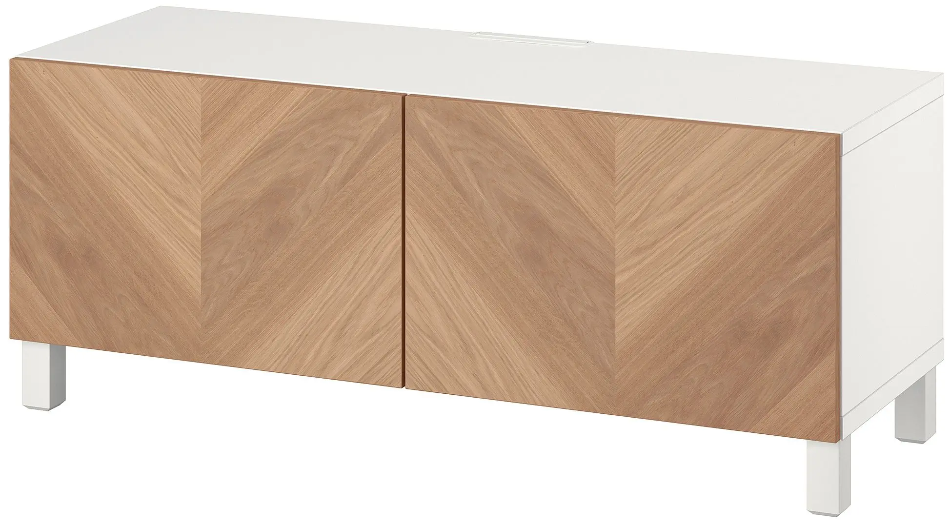 Тумба РТВ Ikea Besta/Hedeviken/Stubbarp 120x42x48 (Белый/Дубовый шпон) - 2