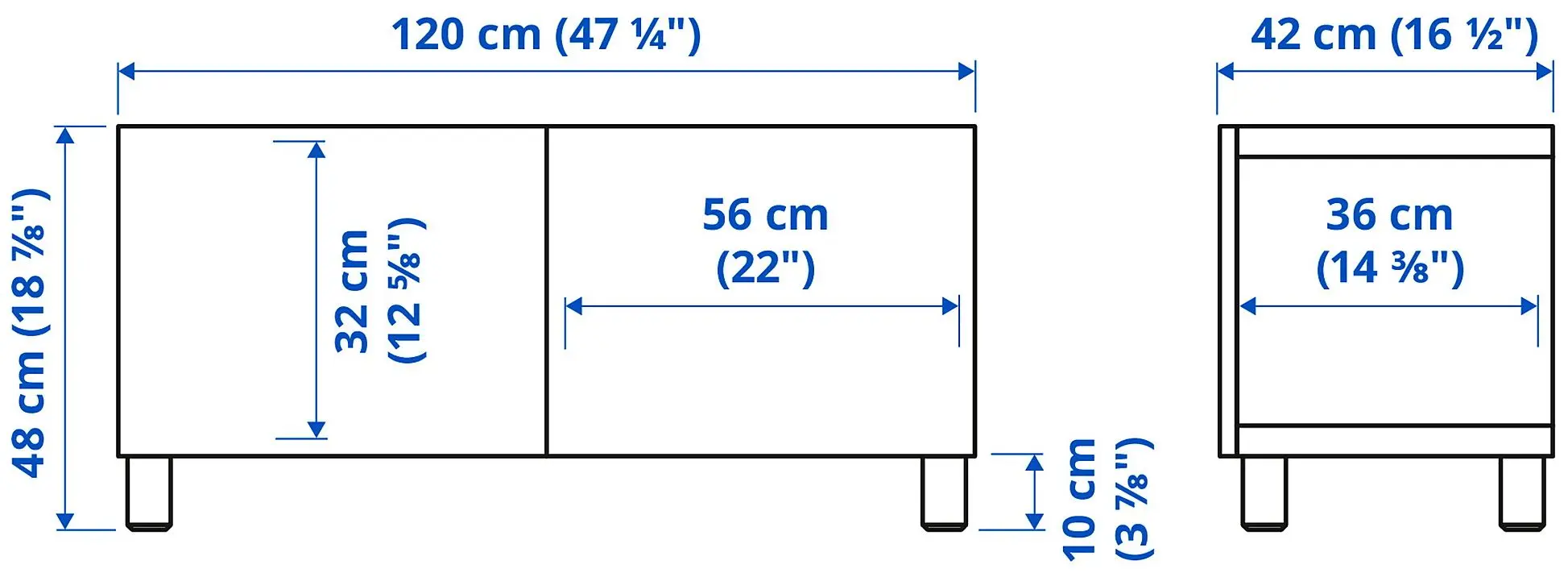 Тумба РТВ Ikea Besta/Hedeviken/Stubbarp 120x42x48 (Белый/Дубовый шпон) - 6