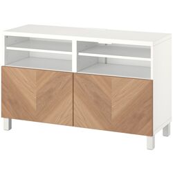 Tumba pentru TV Ikea Besta/Hedeviken/Stubbarp 120x42x74 (Alb/Furnir stejar) Thumb