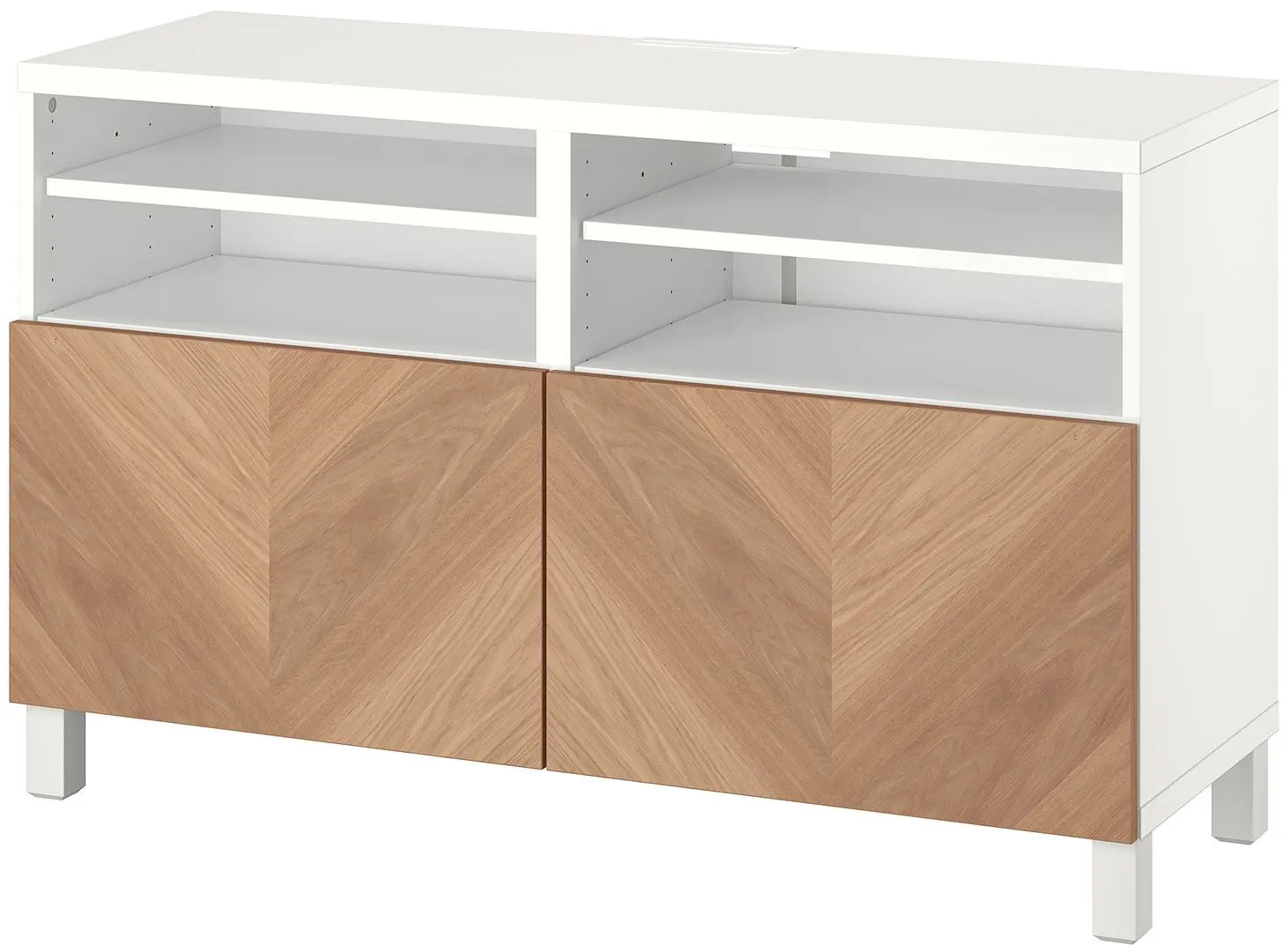 Tumba pentru TV Ikea Besta/Hedeviken/Stubbarp 120x42x74 (Alb/Furnir stejar) - 2