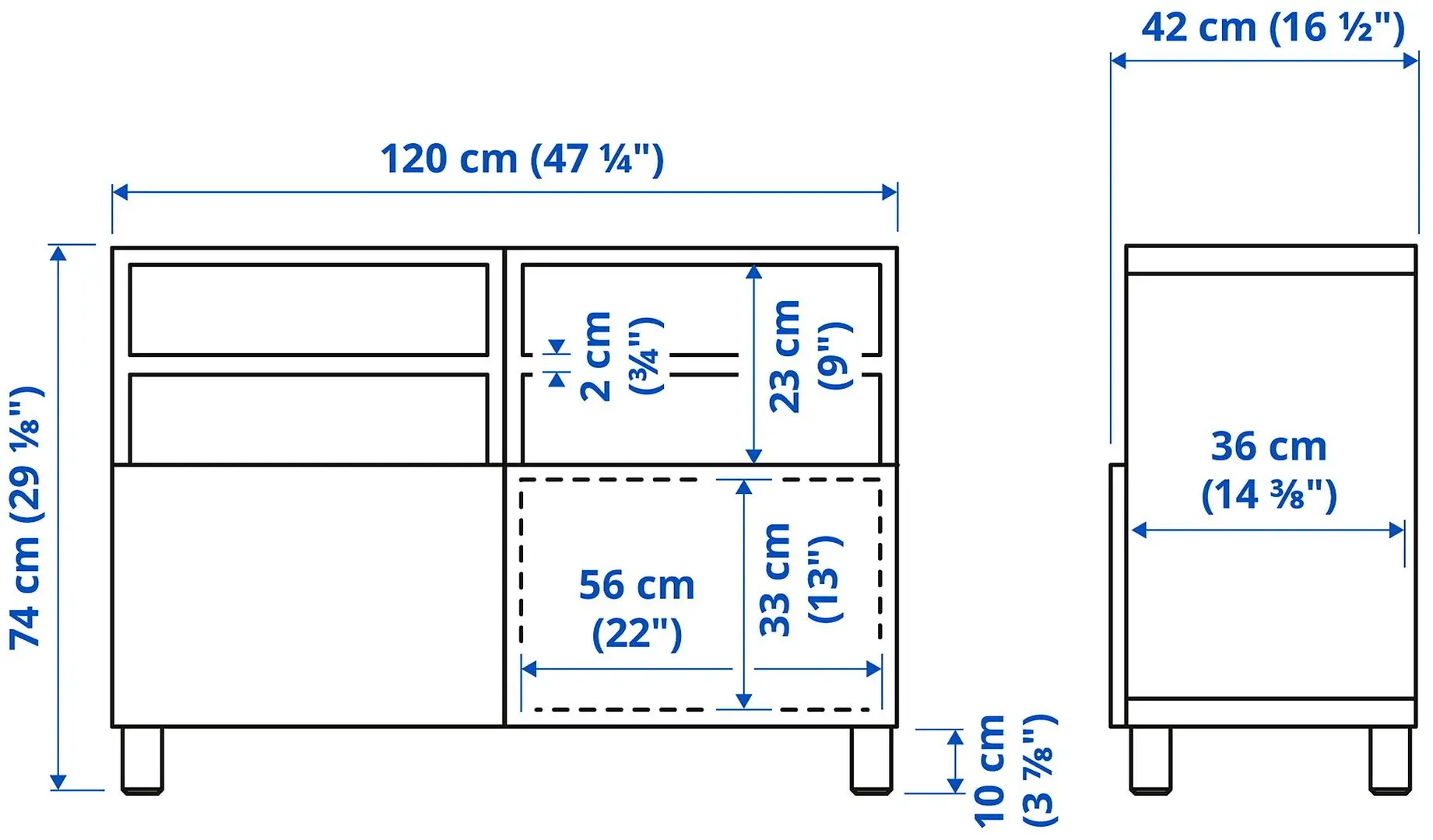 Tumba pentru TV Ikea Besta/Hedeviken/Stubbarp 120x42x74 (Alb/Furnir stejar) - 8