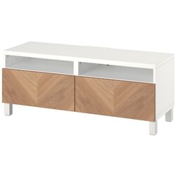 Tumba pentru TV Ikea Besta/Hedeviken/Stubbarp sina sertar cu inchidere lina 120x42x48 (Alb/Furnir Stejar) Thumb