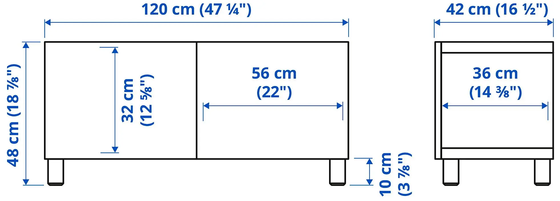 Tumba pentru TV Ikea Besta/Kallviken/Stubbarp 120x42x48 (Alb/Gri) - 6