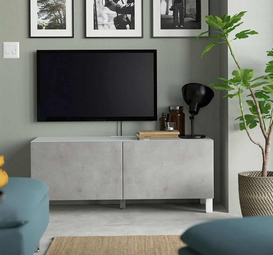 Tumba pentru TV Ikea Besta/Kallviken/Stubbarp 120x42x48 (Alb/Gri)