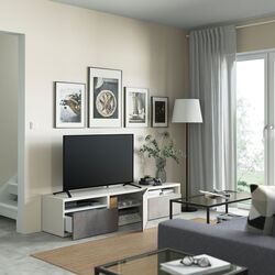 Tumba pentru TV Ikea Besta/Kallviken glisiera sertar cu sistem apasare 180x42x39 (Alb/Gri) Thumb
