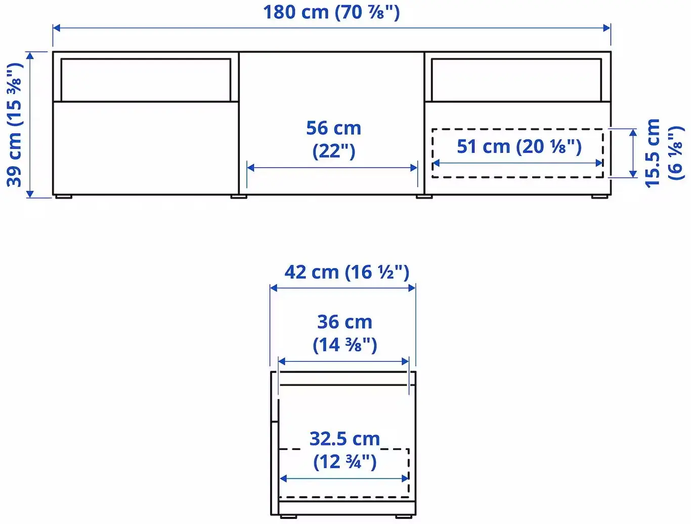 Tumba pentru TV Ikea Besta/Kallviken glisiera sertar cu sistem apasare 180x42x39 (Alb/Gri) - 2