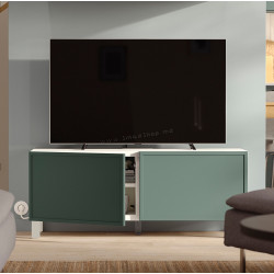 Tumba pentru TV Ikea Besta/Krukmakare 120x42x48 (Alb/Gri inchis-verde)