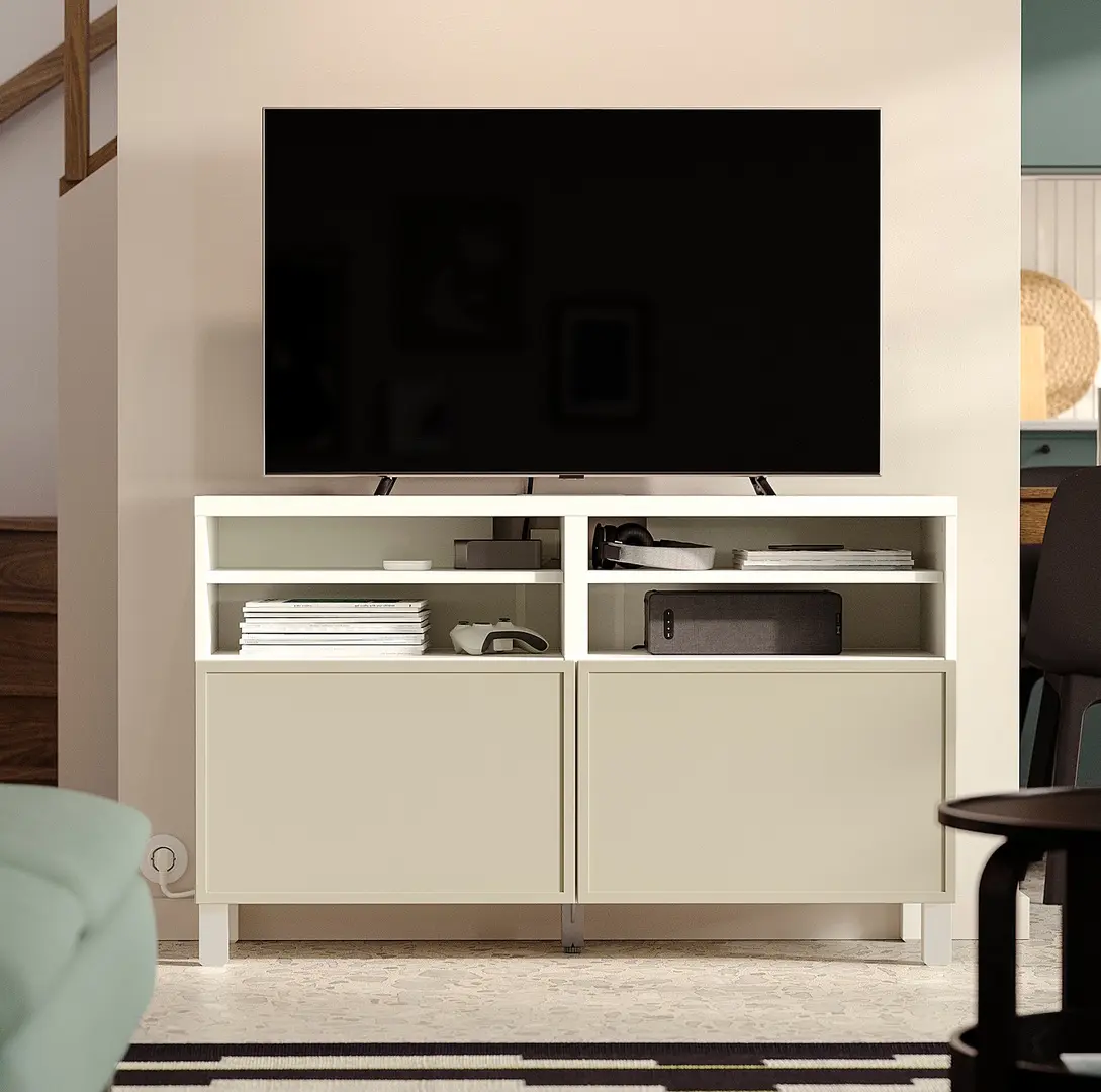 Tumba pentru TV Ikea Besta/Krukmakare 120x42x74 (Alb/Bej)