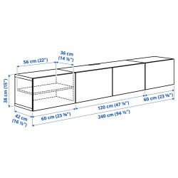 Тумба РТВ Ikea Besta/Krukmakare 240x42x38 (Белый/Темно-серо-зеленый) Thumb