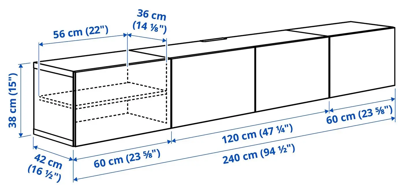 Тумба РТВ Ikea Besta/Krukmakare 240x42x38 (Белый/Темно-серо-зеленый) - 5