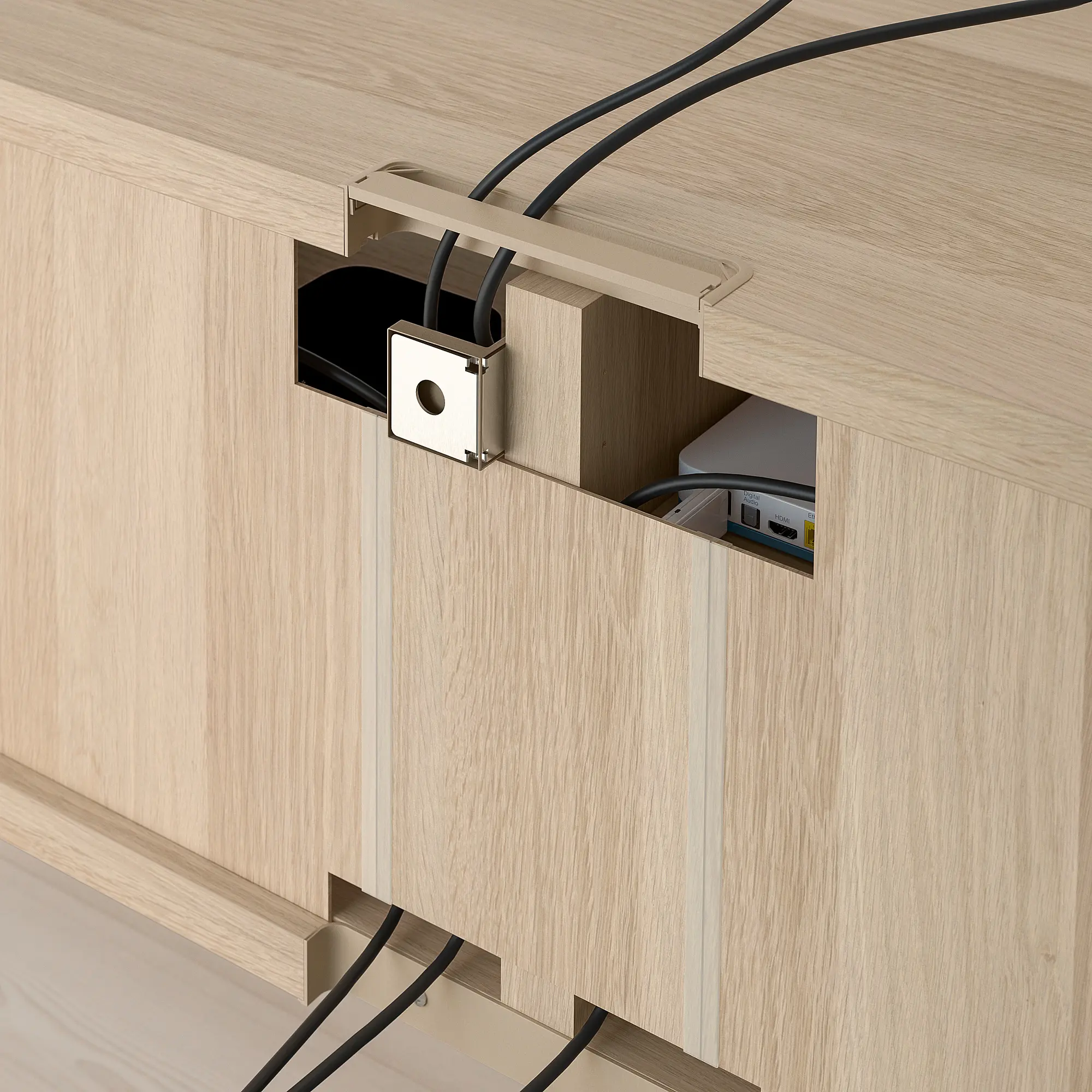 Тумба РТВ Ikea Besta/Krukmakare 240x42x38 (Дуб/Бежевый) - 3