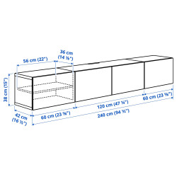 Тумба РТВ Ikea Besta/Krukmakare 240x42x38 (Дуб/Бежевый) Thumb