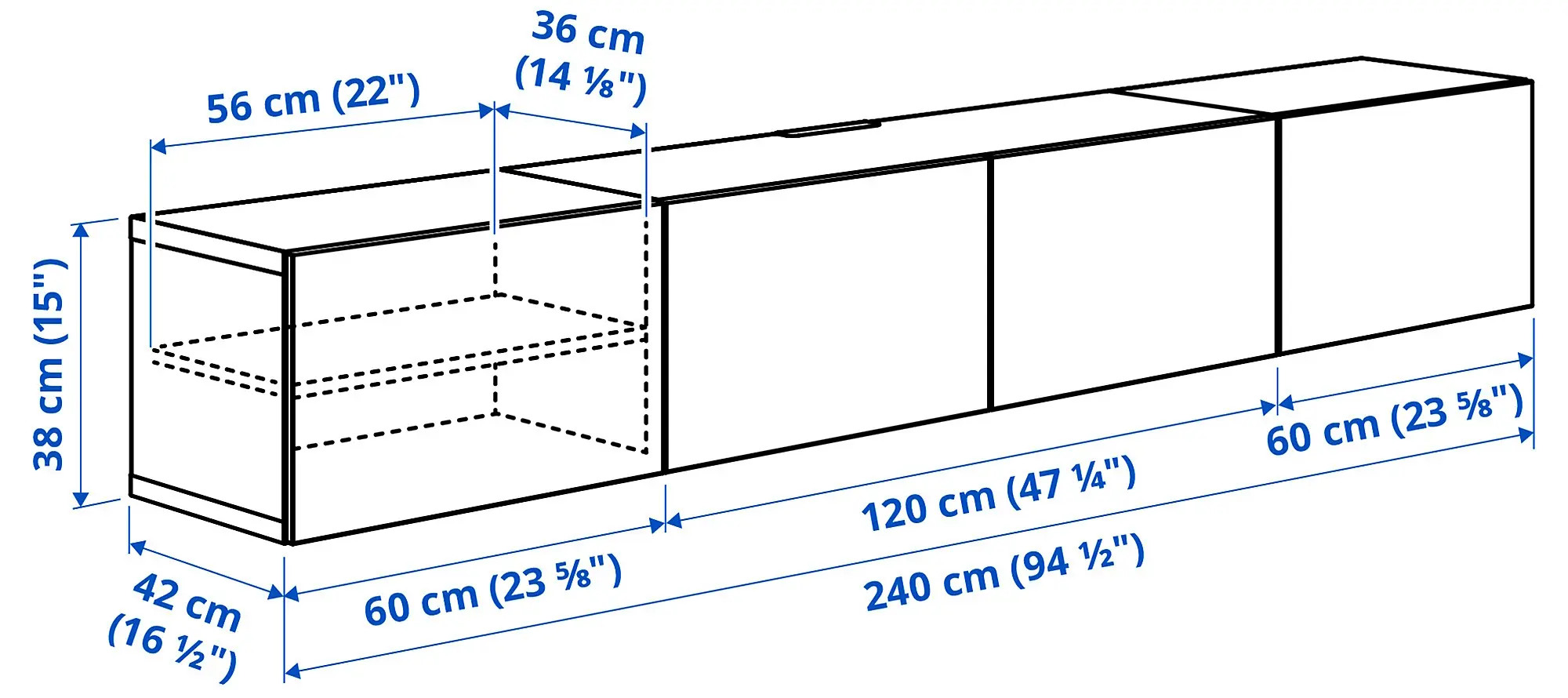Тумба РТВ Ikea Besta/Krukmakare 240x42x38 (Дуб/Бежевый) - 5