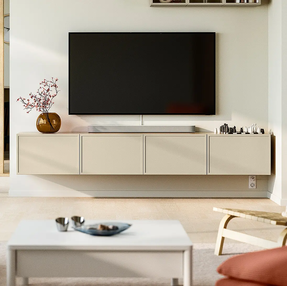 Тумба РТВ Ikea Besta/Krukmakare 240x42x38 (Дуб/Бежевый)