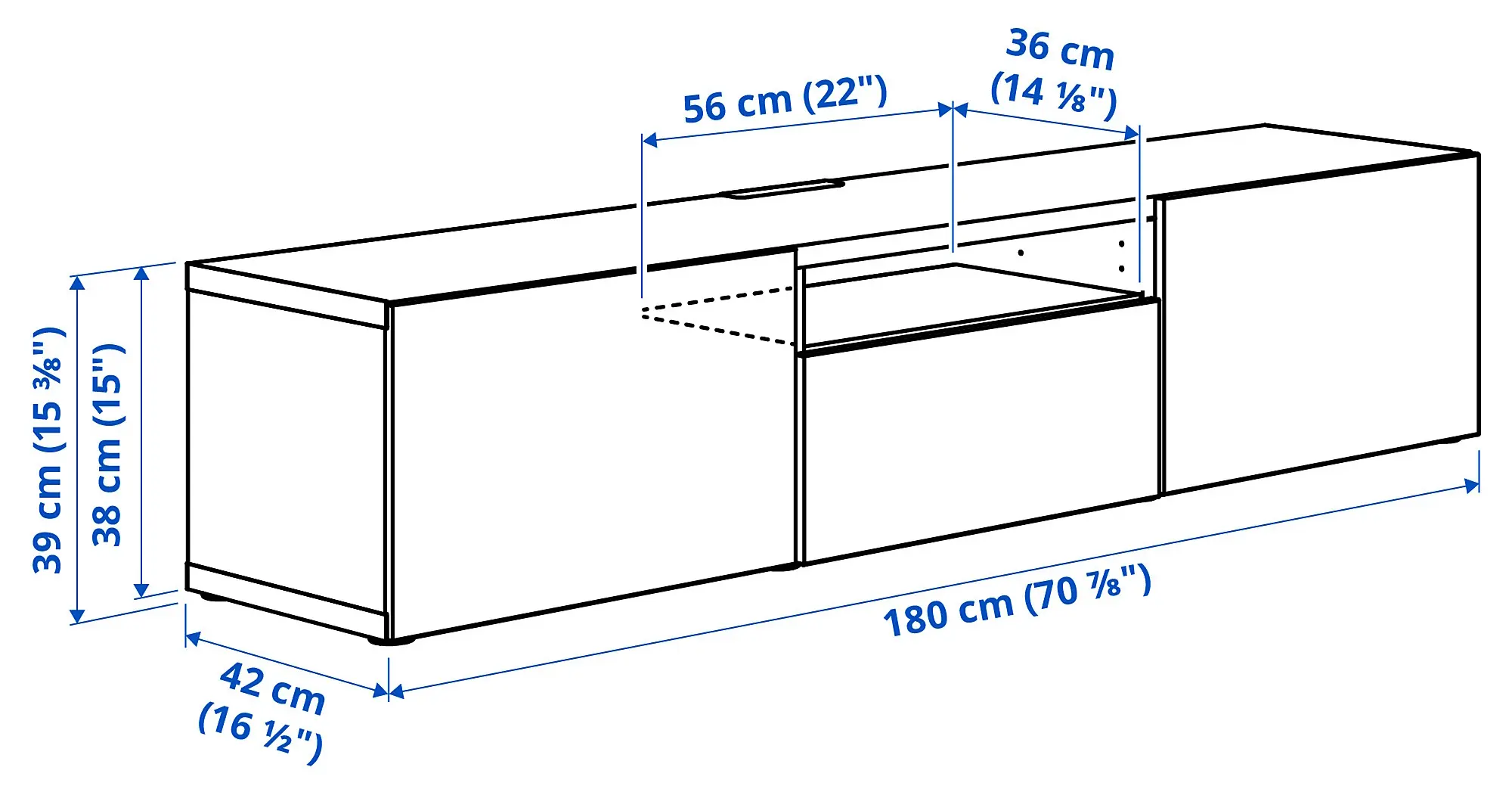 Tumba pentru TV Ikea Besta/Krukmakare deschidere apasare 180x42x39 (Alb/Bej)
