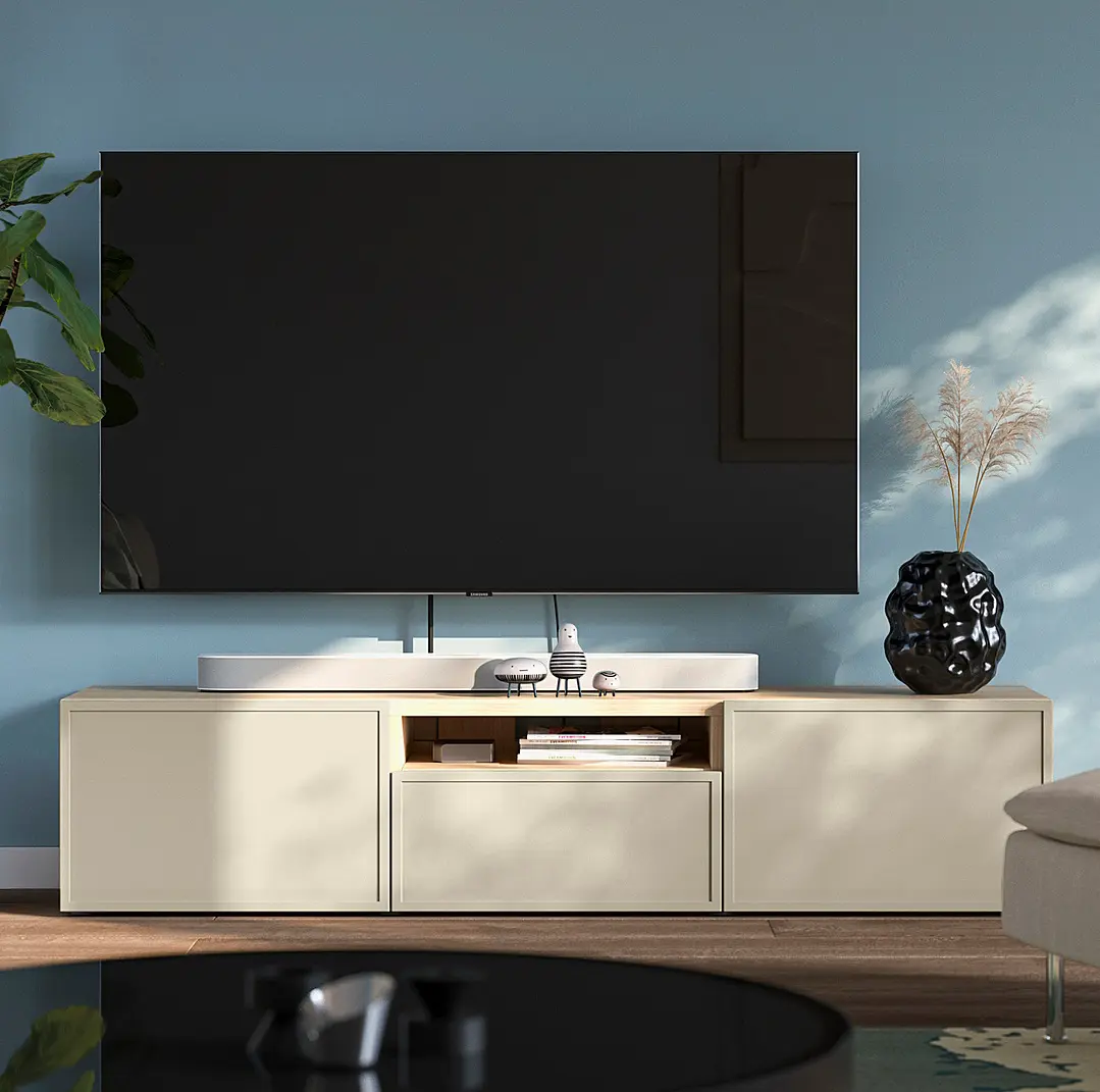 Tumba pentru TV Ikea Besta/Krukmakare deschidere apasare 180x42x39 (Stejar antichizat/Bej) - 5