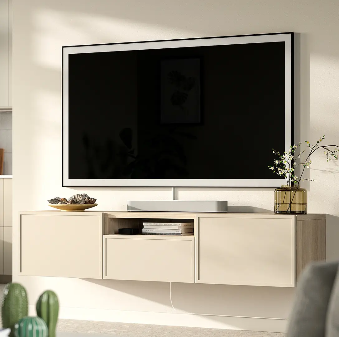 Tumba pentru TV Ikea Besta/Krukmakare deschidere apasare 180x42x39 (Stejar antichizat/Bej)