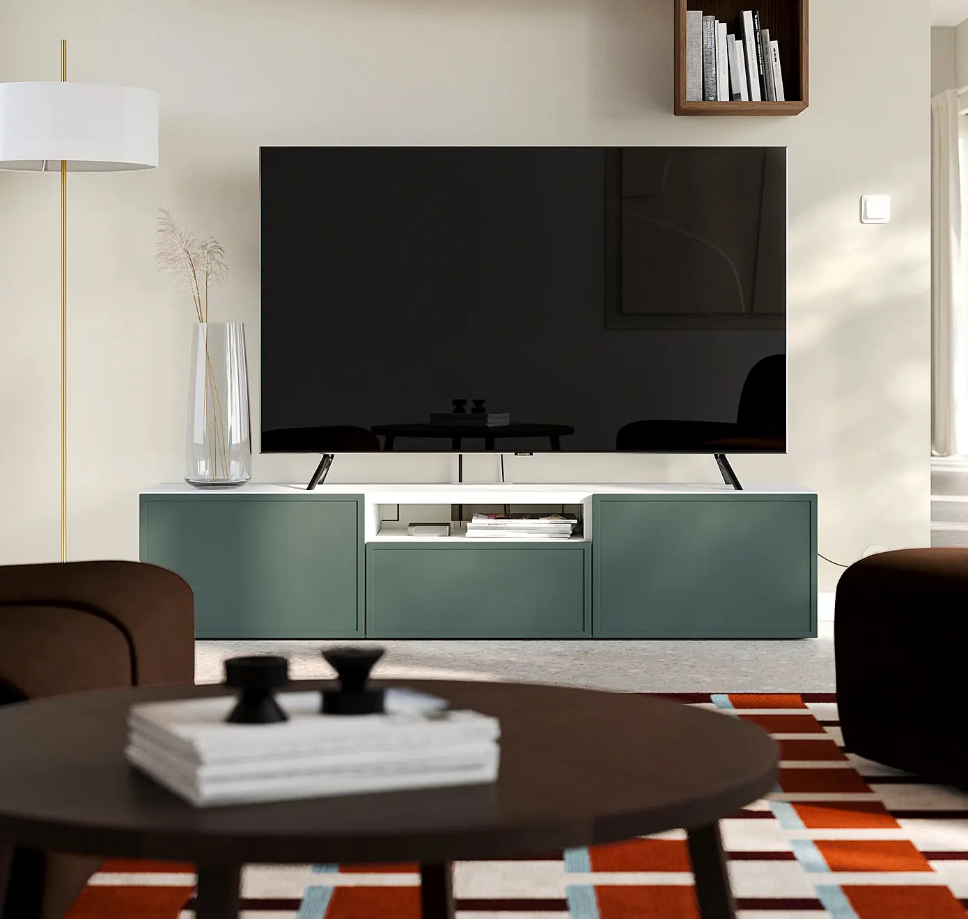 Tumba pentru TV Ikea Besta/Krukmakare inchidere lina 180x42x39 (Alb/Gri închis-verde) - 7