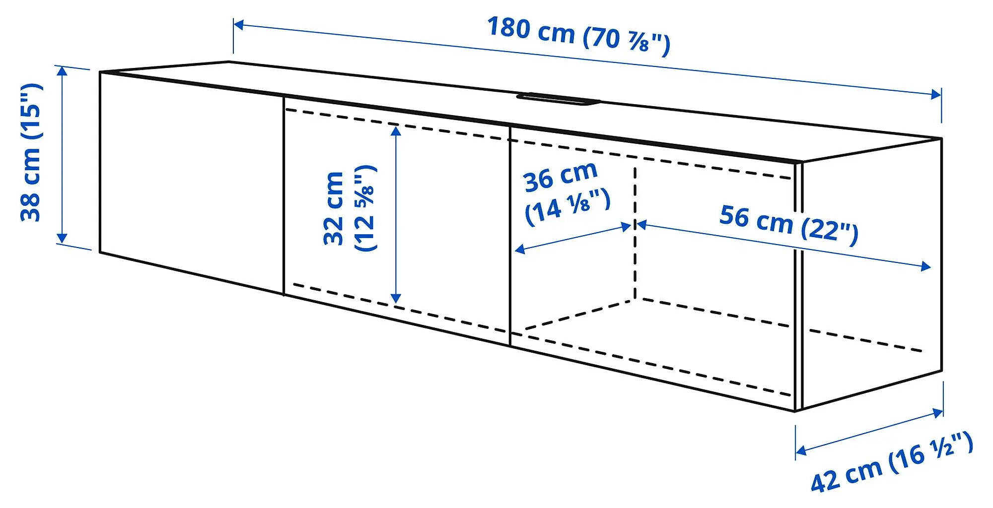 Tumba pentru TV Ikea Besta/Lappviken 180x42x38 (Alb)