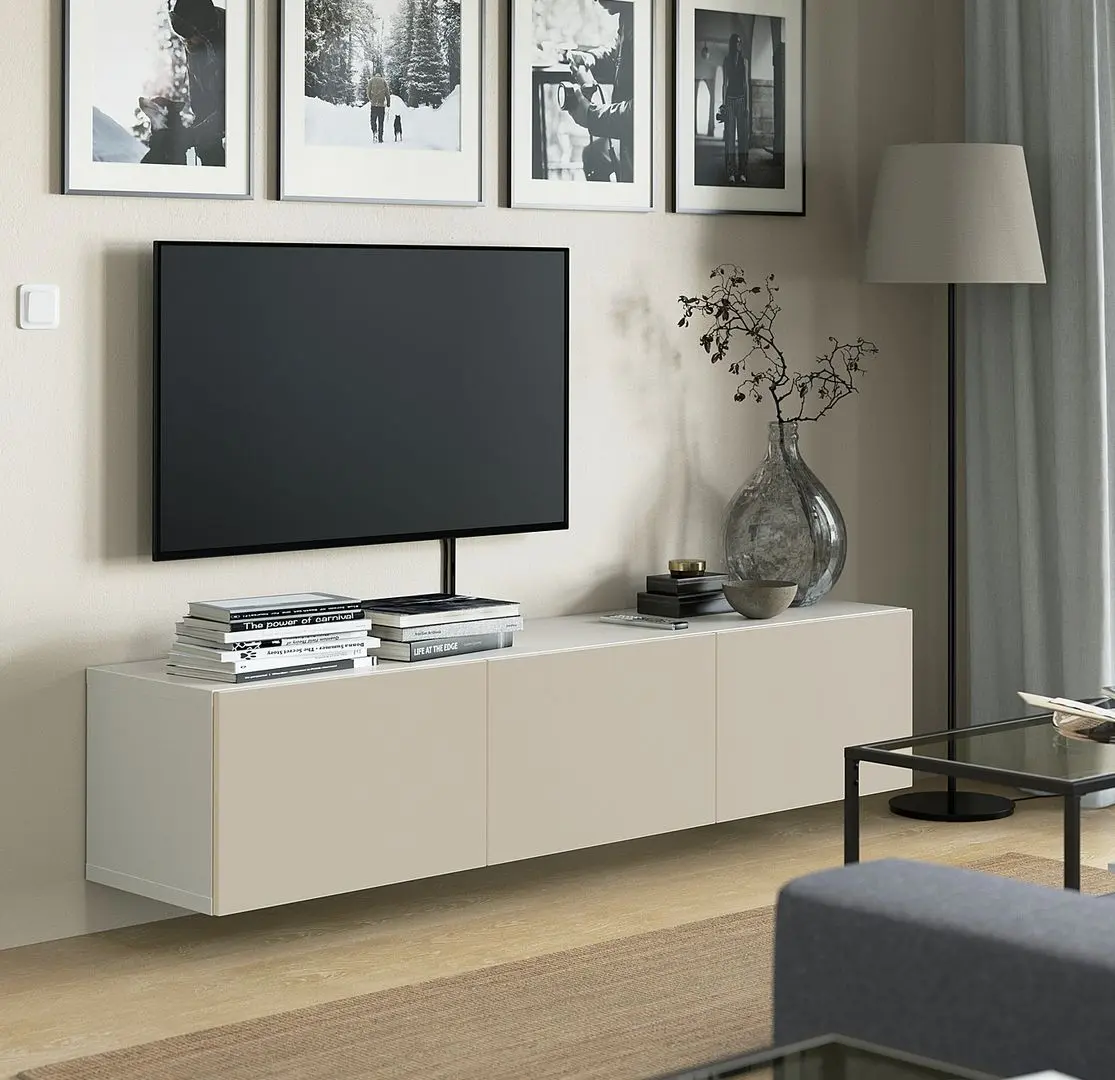 Tumba pentru TV Ikea Besta/Lappviken 180x42x38 (Alb/Gri-bej deschis)