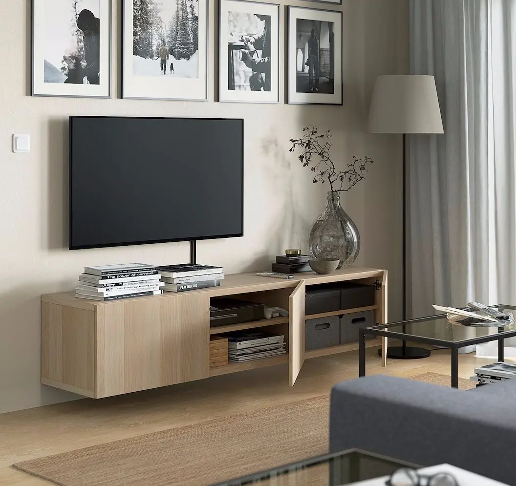 Тумба РТВ Ikea Besta/Lappviken 180x42x38 (Имитация Состаренного Дуба) - 6