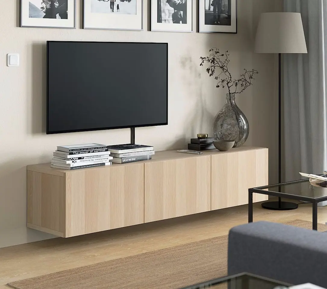 Тумба РТВ Ikea Besta/Lappviken 180x42x38 (Имитация Состаренного Дуба)