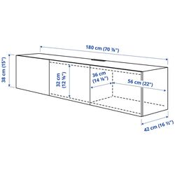 Тумба РТВ Ikea Besta/Lappviken 180x42x39 (Белый/Темно-серый) Thumb