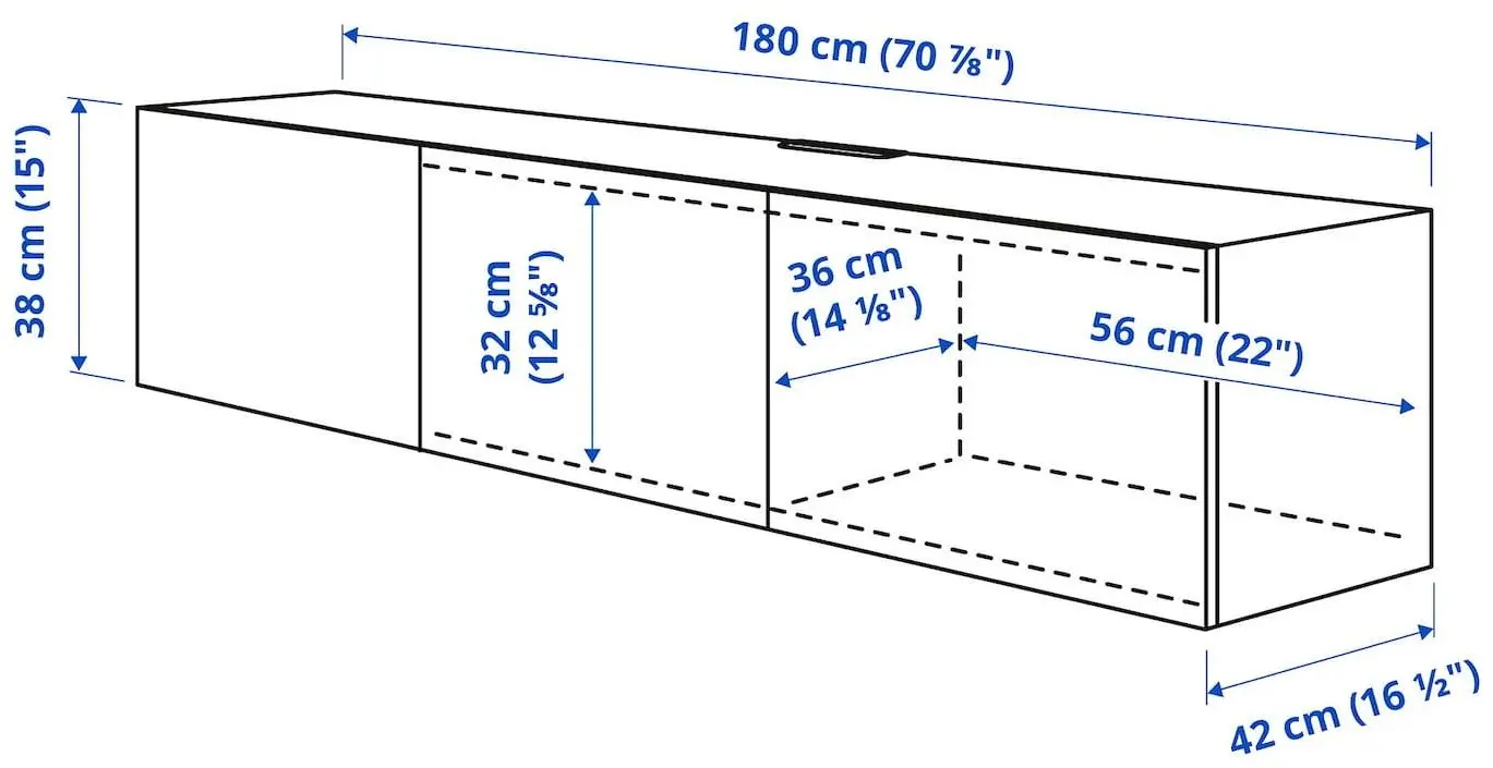 Тумба РТВ Ikea Besta/Lappviken 180x42x39 (Белый/Темно-серый) - 2