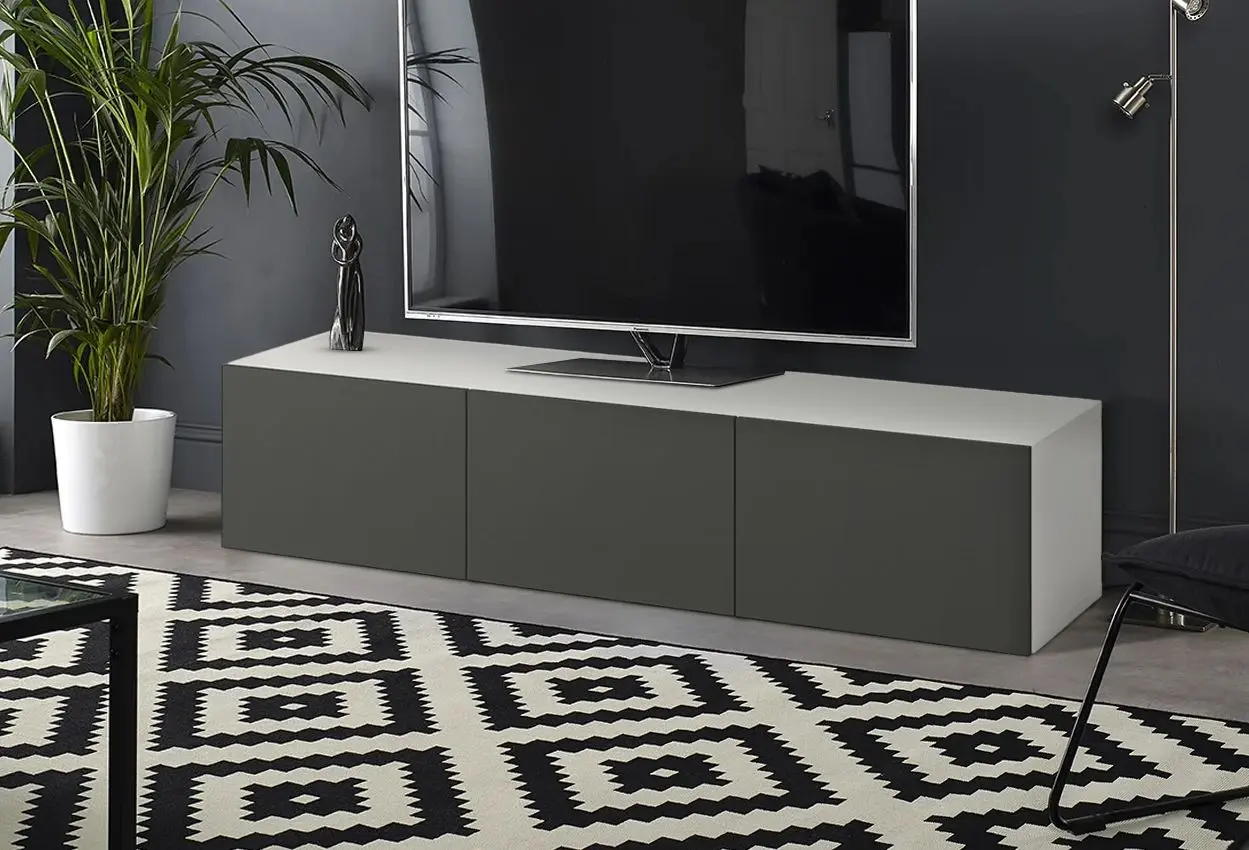 Тумба РТВ Ikea Besta/Lappviken 180x42x39 (Белый/Темно-серый)