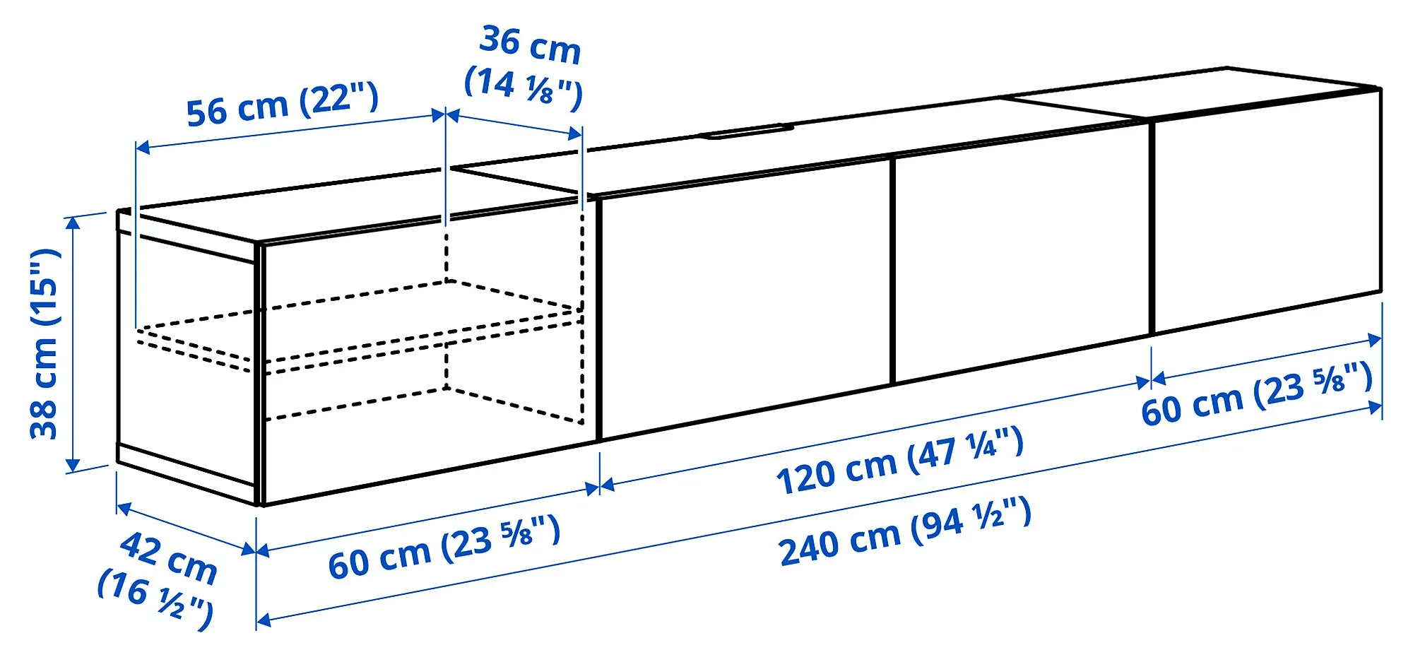 Tumba pentru TV Ikea Besta/Lappviken 240x42x38 (Alb) - 6