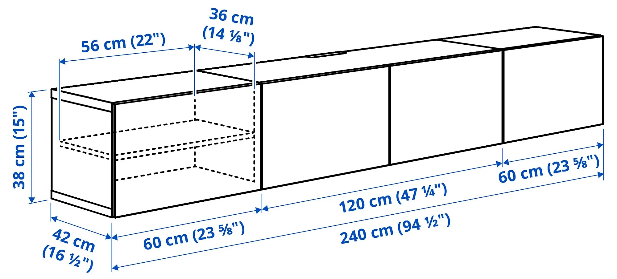 Tumba pentru TV Ikea Besta/Lappviken 240x42x38 (Alb/Nuc)