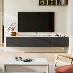Тумба РТВ Ikea Besta/Lappviken 240x42x38 (Белый/Темно-серый)