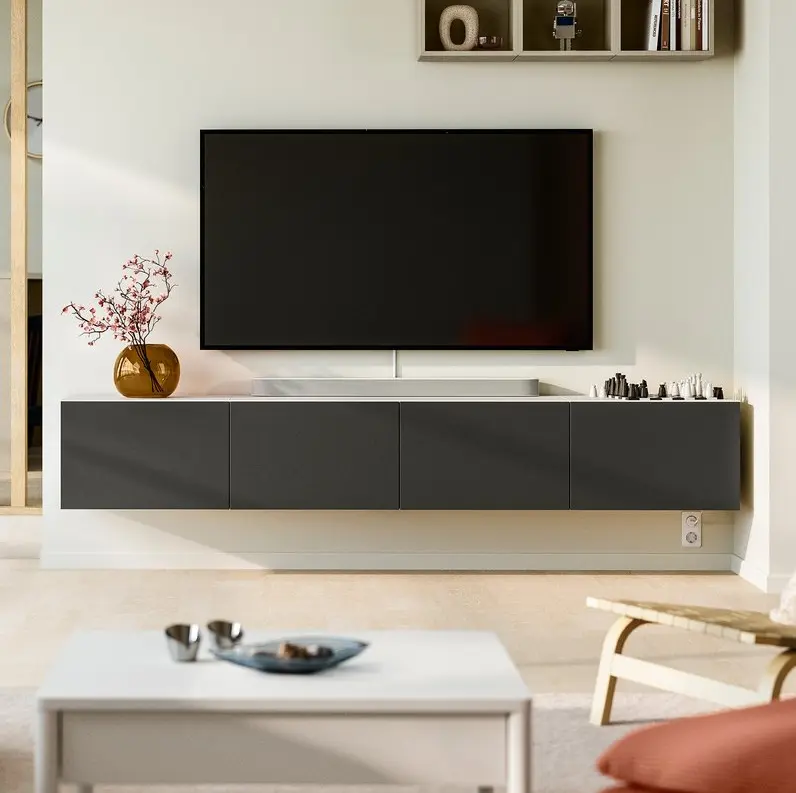 Тумба РТВ Ikea Besta/Lappviken 240x42x38 (Белый/Темно-серый)