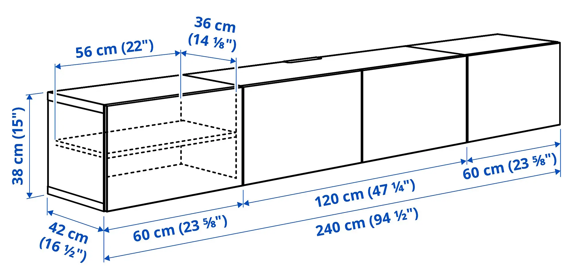 Тумба РТВ Ikea Besta/Lappviken 240x42x38 (Состаренный дуб) - 6