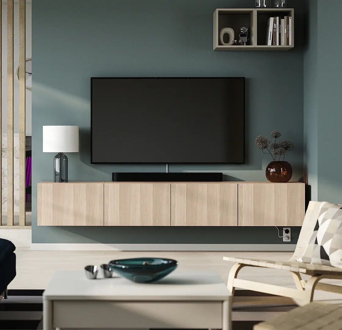 Тумба РТВ Ikea Besta/Lappviken 240x42x38 (Состаренный дуб)