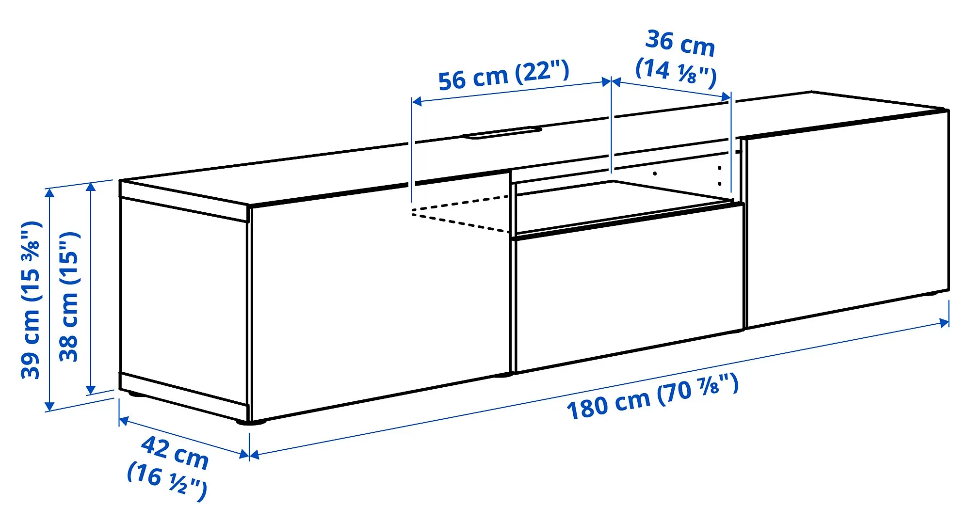 Tumba pentru TV Ikea Besta/Lappviken deschidere apasare 180x42x39 (Alb/Nuc) - 5