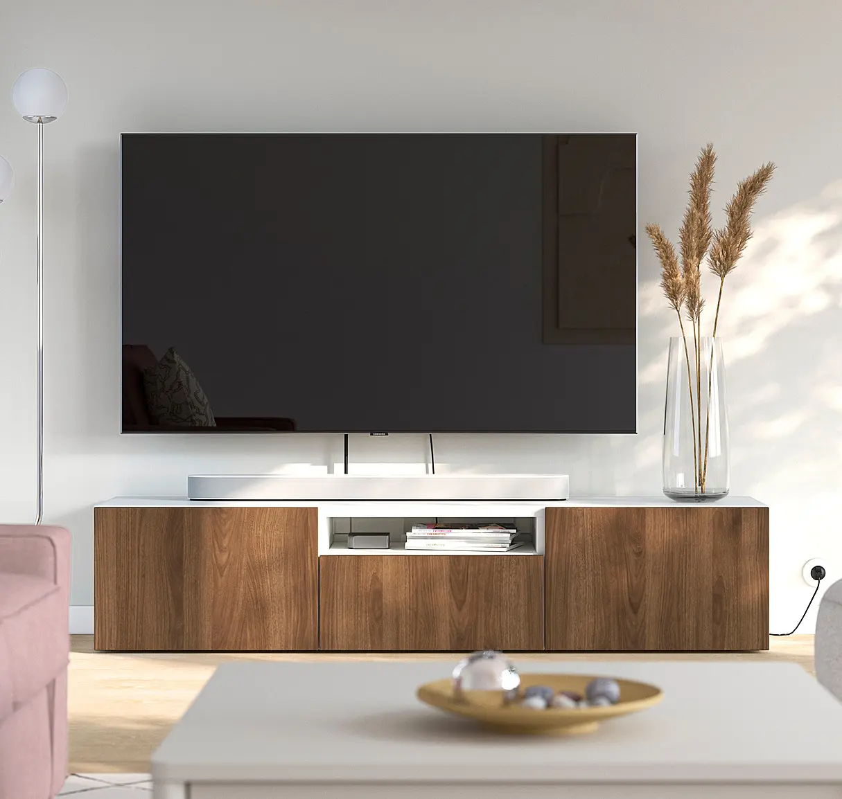 Tumba pentru TV Ikea Besta/Lappviken deschidere apasare 180x42x39 (Alb/Nuc) - 7