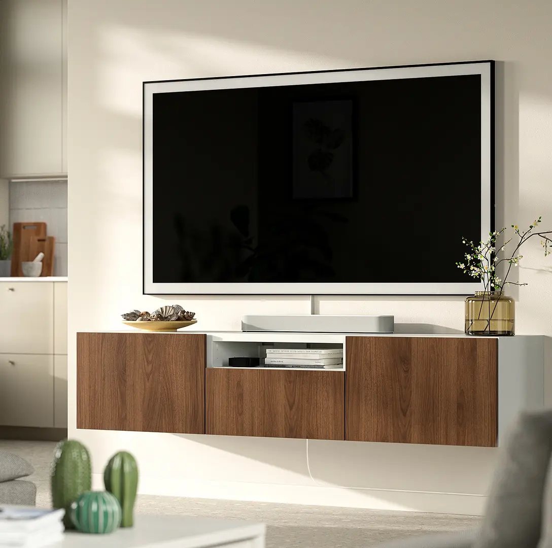 Tumba pentru TV Ikea Besta/Lappviken deschidere apasare 180x42x39 (Alb/Nuc)