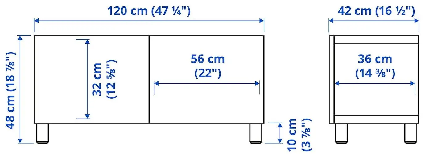 Tumba TV Ikea Besta/Lappviken/Stubbarp 120x42x48 (Alb/Gri-inchis) - 2