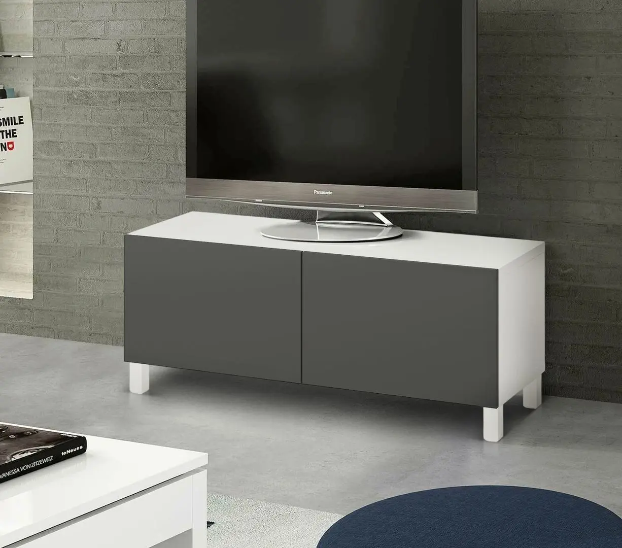 Tumba TV Ikea Besta/Lappviken/Stubbarp 120x42x48 (Alb/Gri-inchis)