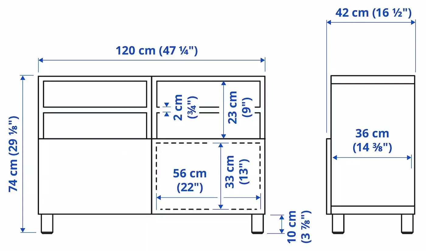 Tumba pentru TV Ikea Besta/Lappviken/Stubbarp 120x42x74 (Alb/Aspect Stejar Antichizat)