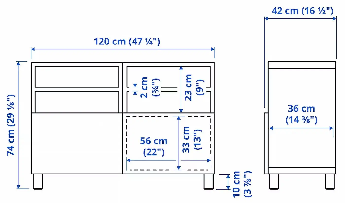 Tumba pentru TV Ikea Besta/Lappviken/Stubbarp 120x42x74 (Aspect Stejar Antichizat) - 2