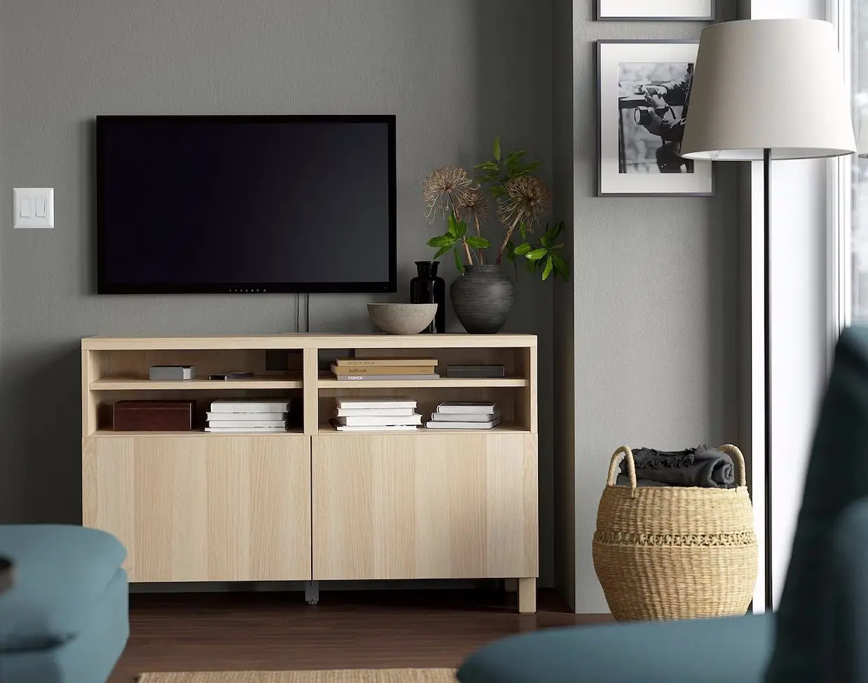 Tumba pentru TV Ikea Besta/Lappviken/Stubbarp 120x42x74 (Aspect Stejar Antichizat)