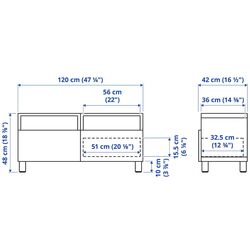 Тумба РТВ Ikea Besta/Lappviken/Stubbarp плавно-закрывающиеся петли 120x42x48 (Белый/Темно-серый) Thumb