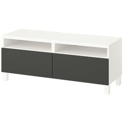 Тумба РТВ Ikea Besta/Lappviken/Stubbarp плавно-закрывающиеся петли 120x42x48 (Белый/Темно-серый) Thumb