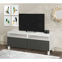 Тумба РТВ Ikea Besta/Lappviken/Stubbarp плавно-закрывающиеся петли 120x42x48 (Белый/Темно-серый)
